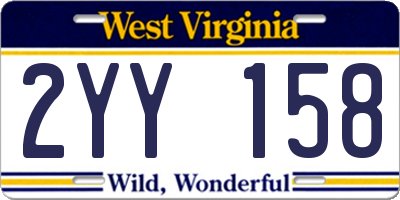 WV license plate 2YY158