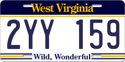 WV license plate 2YY159