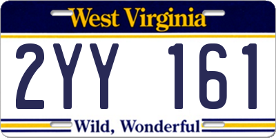 WV license plate 2YY161