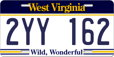 WV license plate 2YY162