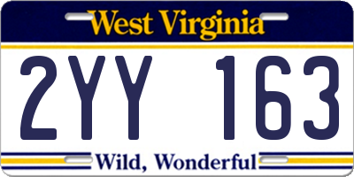 WV license plate 2YY163