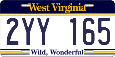 WV license plate 2YY165