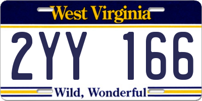 WV license plate 2YY166