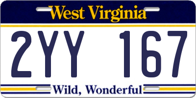 WV license plate 2YY167