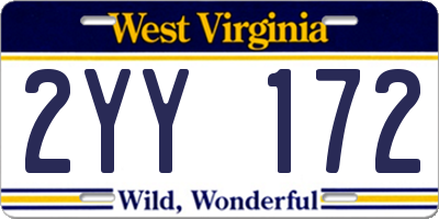 WV license plate 2YY172
