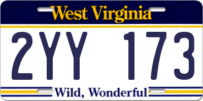 WV license plate 2YY173