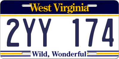 WV license plate 2YY174