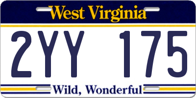 WV license plate 2YY175