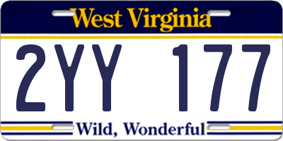 WV license plate 2YY177