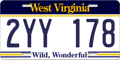 WV license plate 2YY178