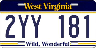 WV license plate 2YY181