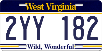 WV license plate 2YY182