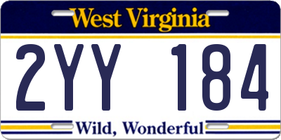 WV license plate 2YY184