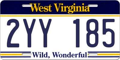 WV license plate 2YY185