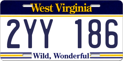 WV license plate 2YY186
