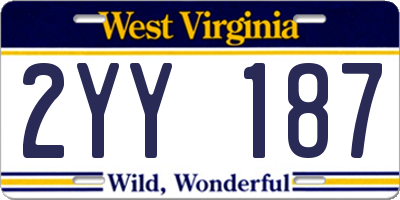 WV license plate 2YY187