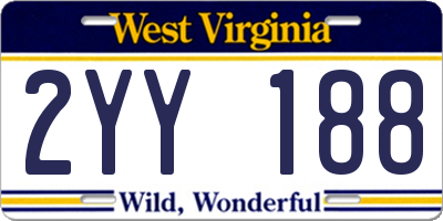 WV license plate 2YY188