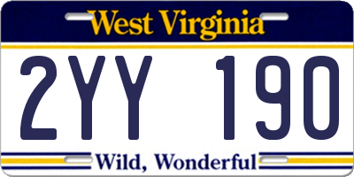 WV license plate 2YY190