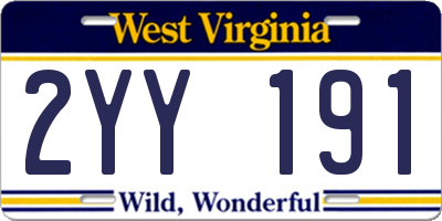 WV license plate 2YY191