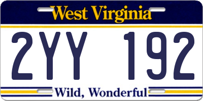 WV license plate 2YY192