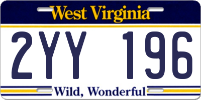 WV license plate 2YY196