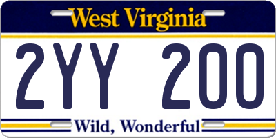 WV license plate 2YY200
