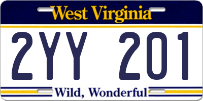 WV license plate 2YY201