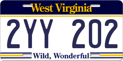 WV license plate 2YY202