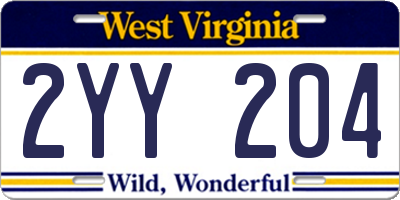 WV license plate 2YY204
