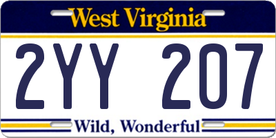 WV license plate 2YY207