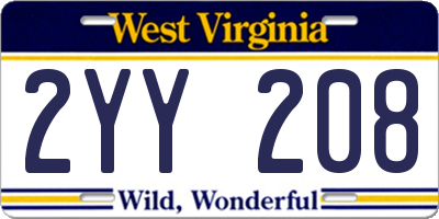 WV license plate 2YY208