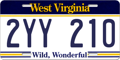 WV license plate 2YY210
