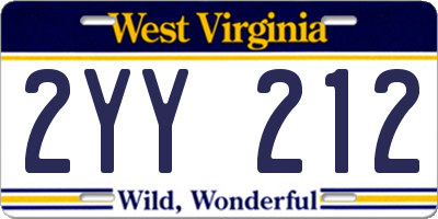 WV license plate 2YY212