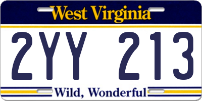 WV license plate 2YY213