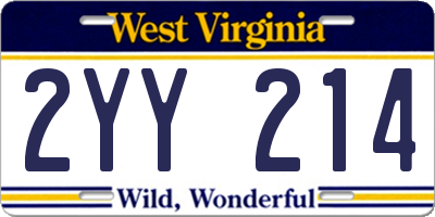 WV license plate 2YY214