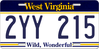WV license plate 2YY215