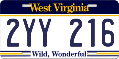 WV license plate 2YY216