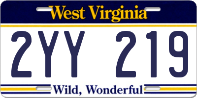 WV license plate 2YY219