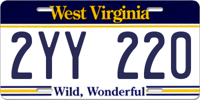 WV license plate 2YY220