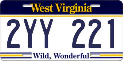 WV license plate 2YY221