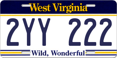 WV license plate 2YY222