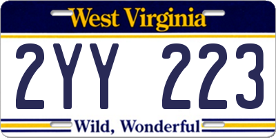 WV license plate 2YY223