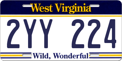 WV license plate 2YY224
