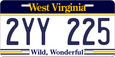 WV license plate 2YY225