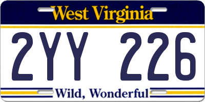 WV license plate 2YY226