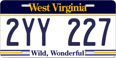 WV license plate 2YY227