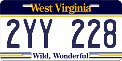WV license plate 2YY228