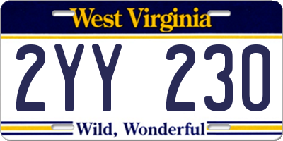 WV license plate 2YY230