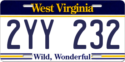 WV license plate 2YY232