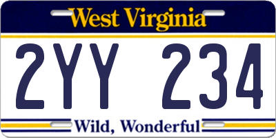 WV license plate 2YY234